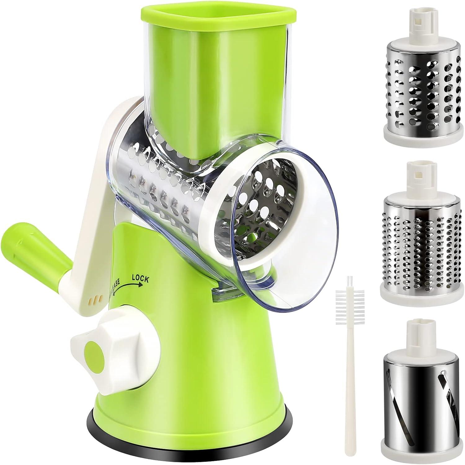 3-in-1 Rotary Cheese & Food Grater – Stainless Steel Manual Slicer Atatijari 