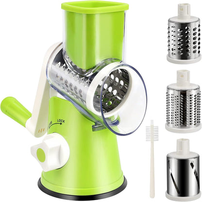 3-in-1 Rotary Cheese & Food Grater – Stainless Steel Manual Slicer Atatijari 