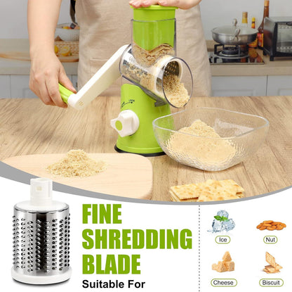 3-in-1 Rotary Cheese & Food Grater – Stainless Steel Manual Slicer Atatijari 