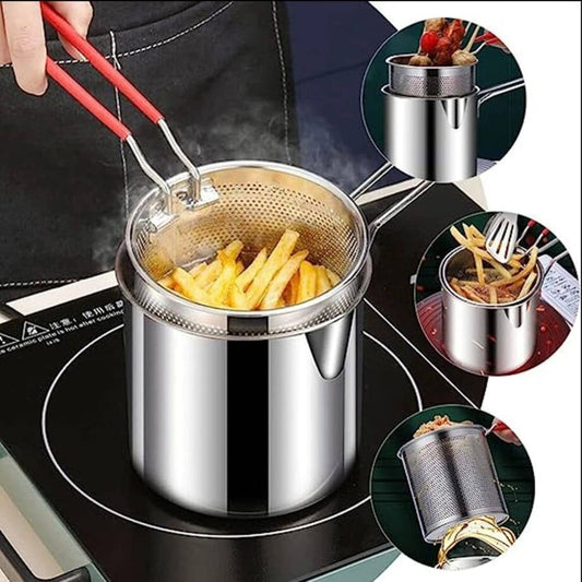 Stainless Steel 1200ML Deep Fryer Pot with Strainer & Handle Atatijari 