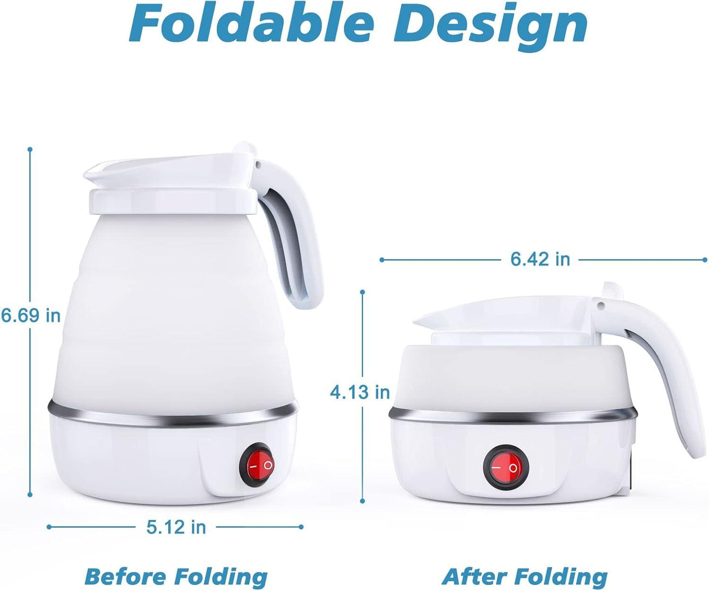 Foldable Travel Electric Kettle – 600ml, BPA-Free Silicone Atatijari 