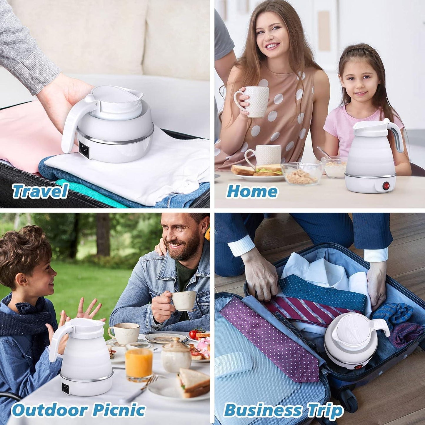 Foldable Travel Electric Kettle – 600ml, BPA-Free Silicone Atatijari 